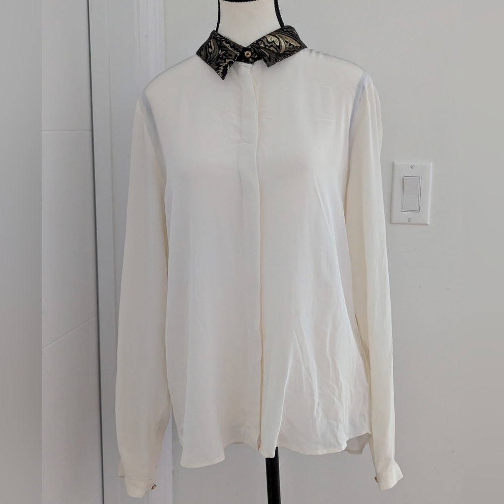 Pink Tartan Black and Gold Brocade Blouse